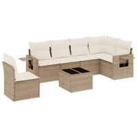 6-delige Loungeset met kussens poly rattan beige - thumbnail