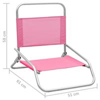 Strandstoelen 2 st inklapbaar stof roze - thumbnail