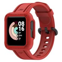By Qubix - Siliconen sportband met case - Rood - Xiaomi Redmi Watch 2 (Lite) - thumbnail