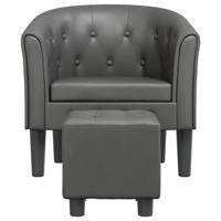 Kuipstoel met voetenbankje kunstleer grijs - thumbnail