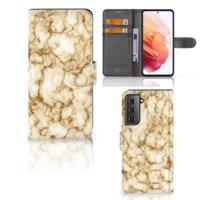 Samsung Galaxy S21 | Bookcase | Marmer Goud - thumbnail
