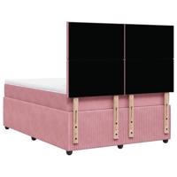 Boxspring met matras fluweel roze 160x200 cm - thumbnail