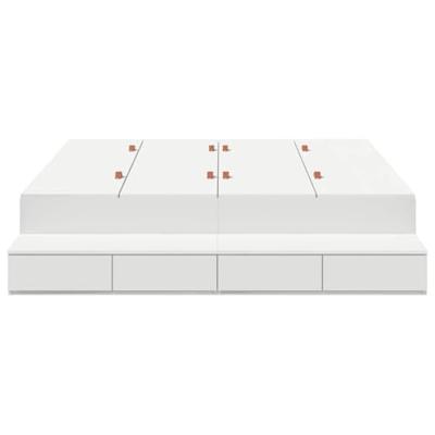 Opbergbedframe met lade Wit 226,5 x 135 x 31,5 cm Bewerkt hout