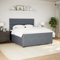 Boxspring met matras fluweel donkergrijs 200x200 cm - thumbnail