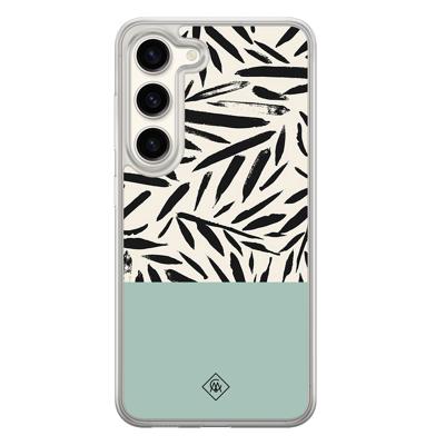 Samsung Galaxy S23 hybride hoesje - Abstract mint palms