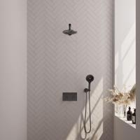 Gunmetal thermostatische inbouw regendouche set met 20 cm douchekop en handdouche - thumbnail
