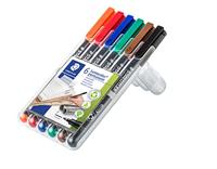 Staedtler Lumocoler 318, OHP-marker, permanent, 0,6 mm, etui van 6 stuks in geassorteerde klassieke kleur - thumbnail