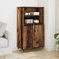 Hoge kast 60x36x110 cm bewerkt hout oud houtkleurig - thumbnail