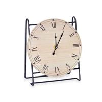 Tafelklok Zwart Metaal Hout MDF 19 x 21 x 9 cm (6 Stuks) - thumbnail