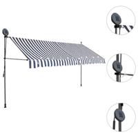 Luifel handmatig uittrekbaar met LED 400 cm blauw en wit - thumbnail