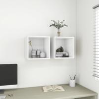 VidaXL Wandkasten 2 st 37x37x37 cm bewerkt hout wit - thumbnail