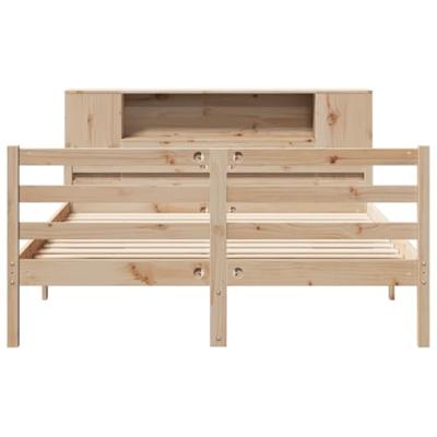 Bed met boekenkast zonder matras massief grenenhout 140x200 cm