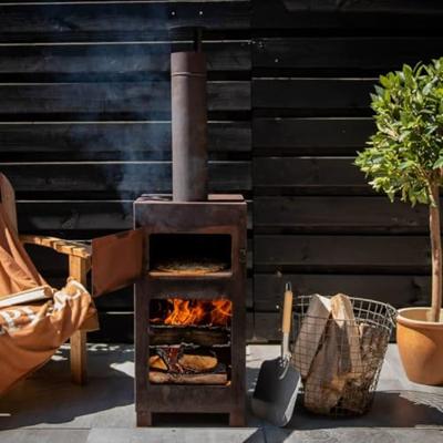 Esschert Design terraskachel met pizzaoven roestkleurig