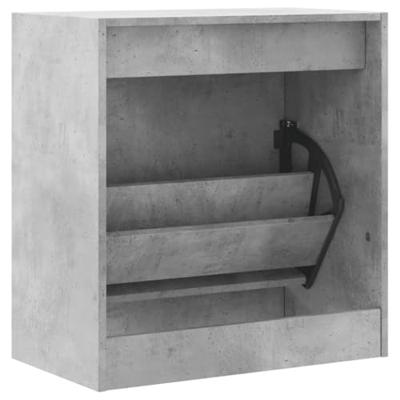 VidaXL Schoenenkast 60x34x63,5 cm bewerkt hout betongrijs VidaXL Schoenenkast 60x34x63,5 cm bewerkt hout betongrijs