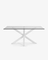 Kave Home glazen eettafel 'Argo' met wit onderstel, 160 x 90cm - thumbnail