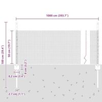 VidaXL Hek met paal zilver 0,5 x 10 m staal - thumbnail