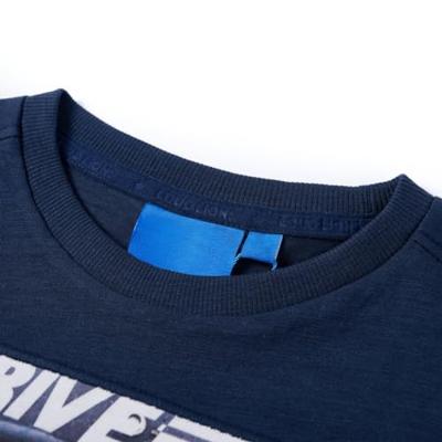 Kindershirt met lange mouwen helmprint 92 gemleerd marineblauw - thumbnail