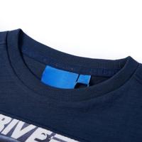 Kindershirt met lange mouwen helmprint 128 gemleerd marineblauw - thumbnail