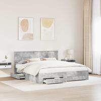 Bedframe met hoofdeinde Beton Grijs 180 x 200 cm Bewerkt hout - thumbnail
