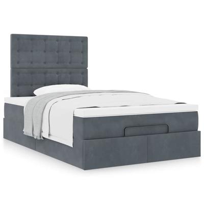 Ottoman bed met matrassen 90x200cm fluweel donkergrijs