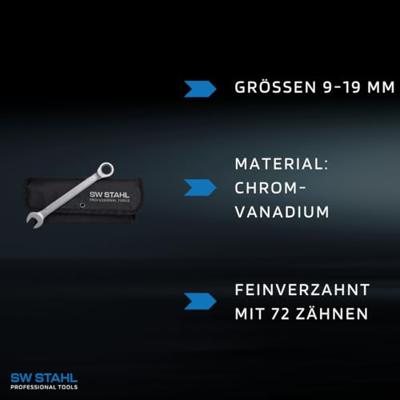 SW STAHL ratschenschlüsselsatz "03510l" ring ratchet wrench set 8-19mm 12-tlg.