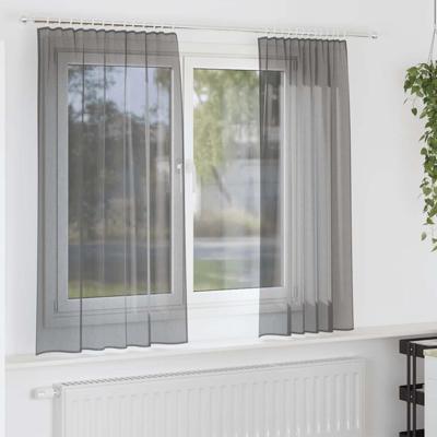 VidaXL Gordijnen voile met roedezakken 2 st donkergrijs VidaXL Gordijnen voile met roedezakken 2 st donkergrijs