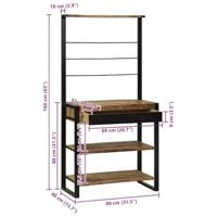 VidaXL Keukenrek bruin en zwart 80 x 40 x 160 cm massief mango hout - thumbnail