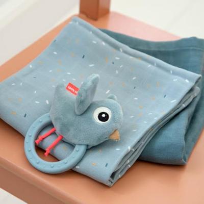 Done By Deer rammelaar met koord birdee blauw