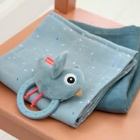 Done By Deer rammelaar met koord birdee blauw - thumbnail