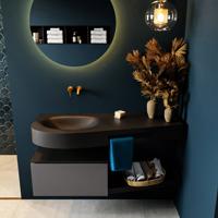 MONDIAZ RIVA 120cm badmeubel onderkast / planchet kleur Dark_Grey met 1 lade. Wastafel DULCET links 0 kraangaten kleur Urban. - thumbnail