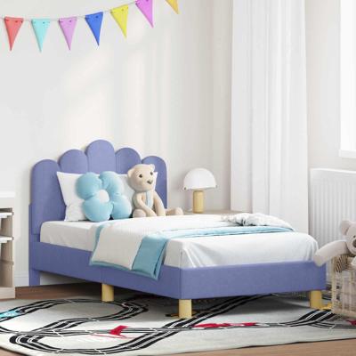 Peuterbedframe met hoofdbord Jeans Blauw 80 x 160 cm Stof
