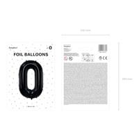Folieballon Cijfer 0 Zwart (86cm) - thumbnail