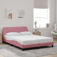 Bedframe met hoofdeinde zonder matras 140x200 cm fluweel roze - thumbnail