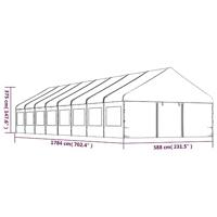 Prieel met dak 17,84x5,88x3,75 m polyetheen wit - thumbnail
