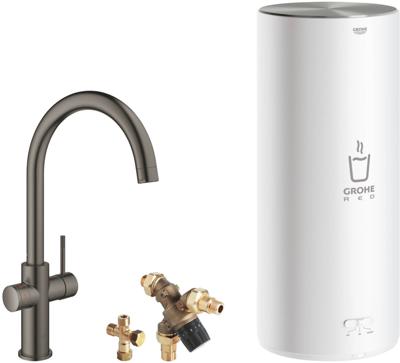 Grohe Red 3-in-1 kokendwaterkraan met C-uitloop en combi boiler graphite geborsteld