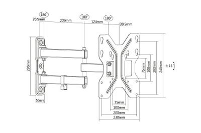 Digitus DA-90357 42 Zwart flat panel muur steun Digitus DA-90357 42 Zwart flat panel muur steun