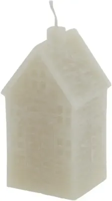 Home Society kaars huisje 5.5x5.5x11.5cm greige 1 stuks