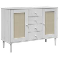 Dressoir SENJA rattan-look 112x40x80 cm massief grenenhout wit - thumbnail