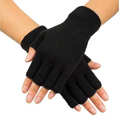 Vingerloze handschoenen zwart gebreid