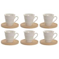 Set van 6 kopjes met schotel Home ESPRIT Wit Bamboe Porselein 90 ml - thumbnail