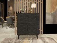 Commode MAQUERO 4 deuren zwart marmer - thumbnail