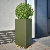 VidaXL Plantenbak driehoek 50x43x75 cm staal olijfgroen - thumbnail