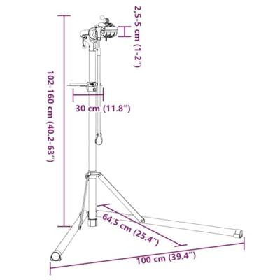 Fietsreparatiestandaard inklapbaar 102-160 cm aluminium