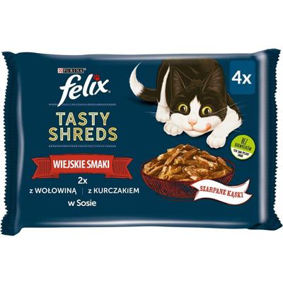 FELIX Tasty Shreds met rundvlees en kip - 4x 80g FELIX Tasty Shreds met rundvlees en kip - 4x 80g