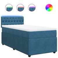 Boxspring met matras fluweel blauw 90x190 cm - thumbnail