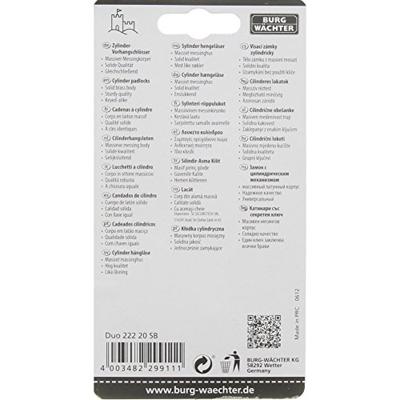 Burg Wächter 2er Set Duo 222 20 SB Hangslot Gelijksluitend Messing Sleutelslot