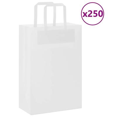 VidaXL Papieren zakken 250 st met hengsels 21x11x31 cm wit