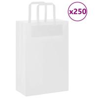 VidaXL Papieren zakken 250 st met hengsels 21x11x31 cm wit - thumbnail
