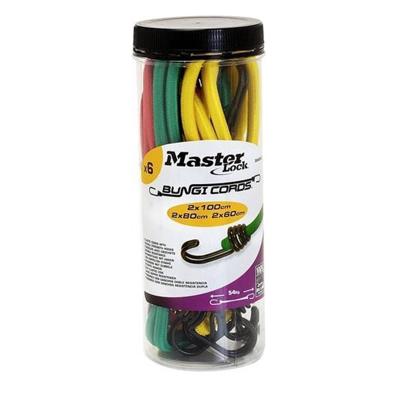 Masterlock Jar of 12 Twin Wire bungees (4*60+ 4*80+ 4*100)double reverse hook - 3107EURDAT