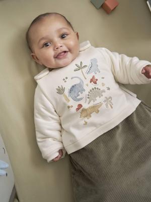 Slaapzak met afneembare mouwen van twee materialen MINISAURUS olijf